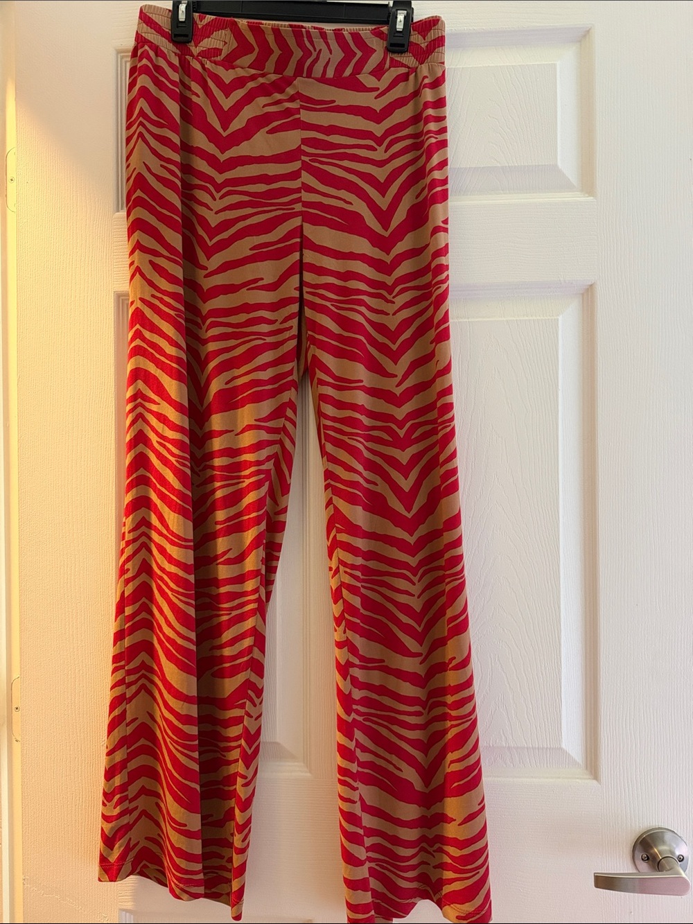 IMAN Red and Tan Zebra Print Boot Cut Pants plus size 1x